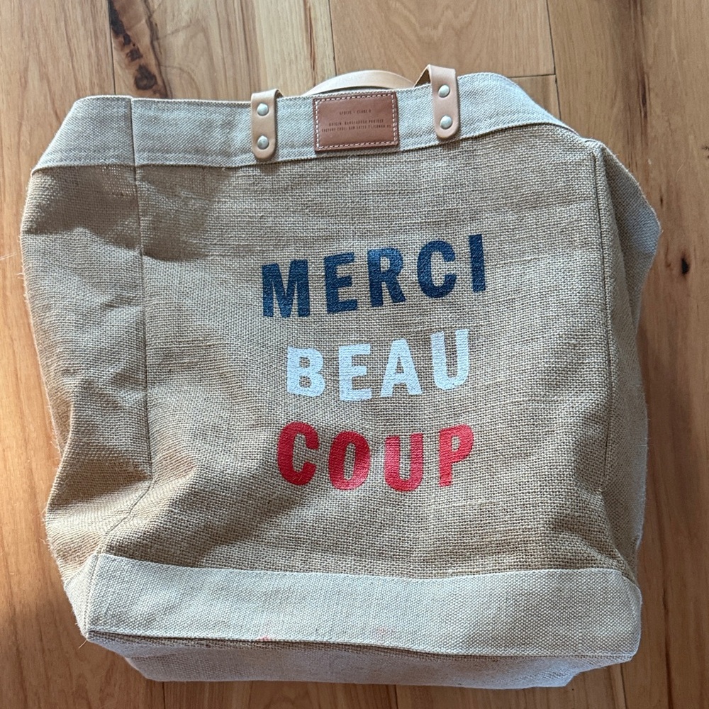 Apolis + Clare V. Natural Canvas Tote with Leather Trim. Never used